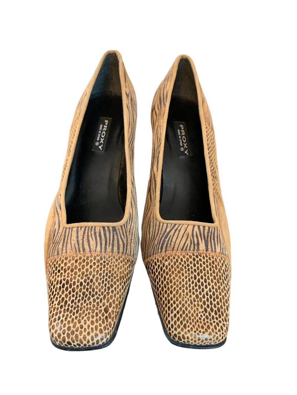 Proxy Women's Size 8.5 Heels Pumps Made In Spain Multi-Colored Brown Animal